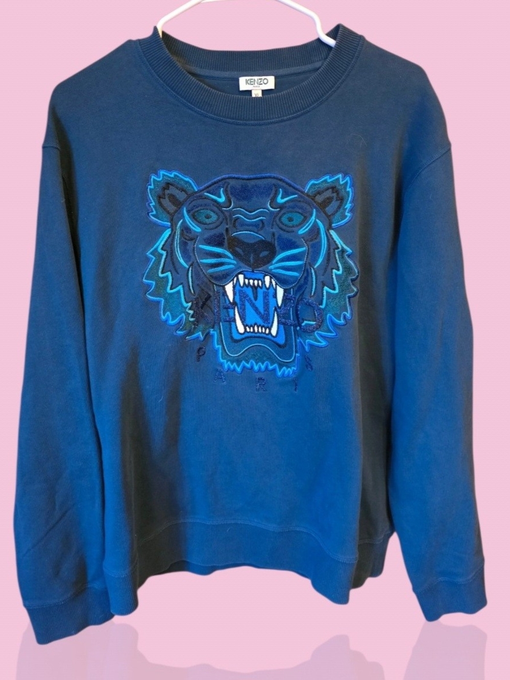 Kenzo Men's Blue Tiger Embroidered Sweatshirt